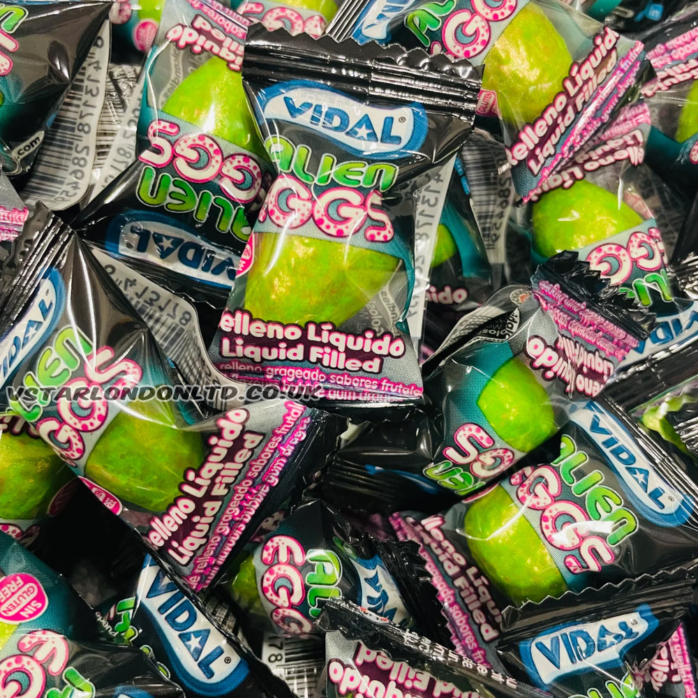 Vidal Alien Eggs Bubblegum with Liquid Centre – 1kg Box (200 Pieces)