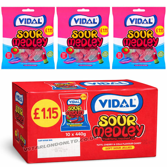Vidal Sour Medley Tutti Cherry Cola Candy 140g (Box of 10)