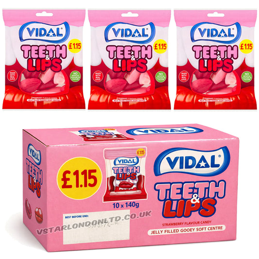 Vidal Teeth & Lips Strawberry Candy 140g PMP  (Box of 10)