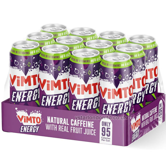Vimto Energy Original 500ml x 12 Bottles – Refreshing Energy Drink