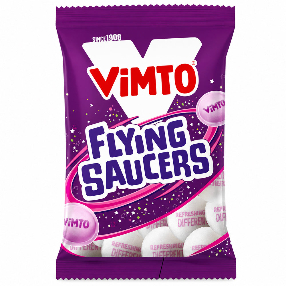 Vimto Flying Saucers Sherbet Sweets 33g Bag (Pack of 10)