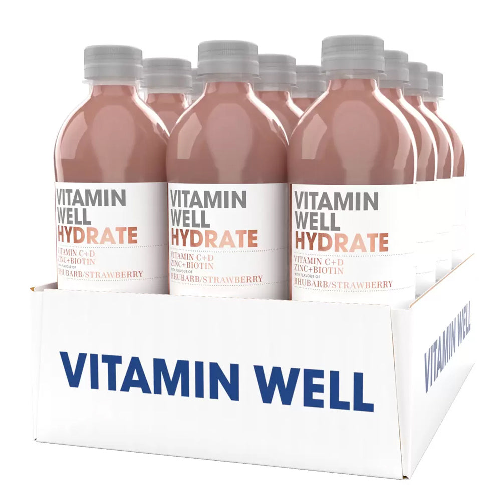 Vitamin Well Hydrate Rhubarb & Strawberry 500ml (12 Bottles)