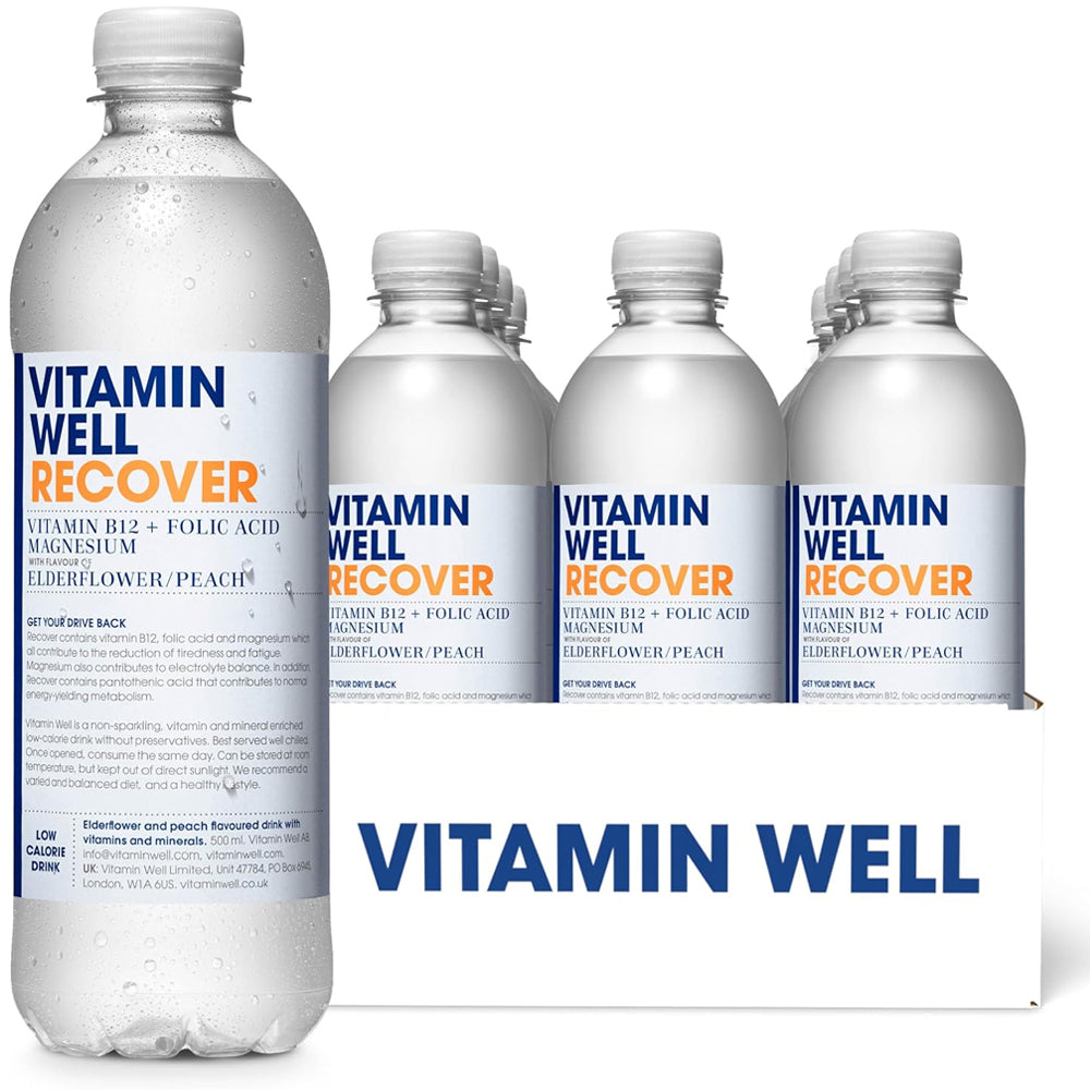 Vitamin Well Recover Elderflower & Peach 500ml (12 Bottles)