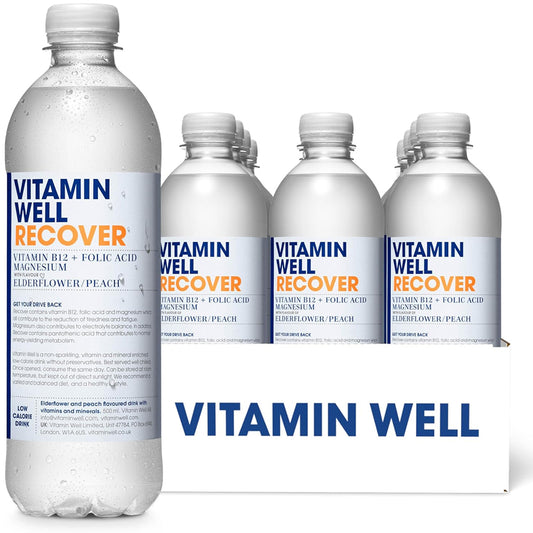 Vitamin Well Recover Elderflower & Peach 500ml (12 Bottles)