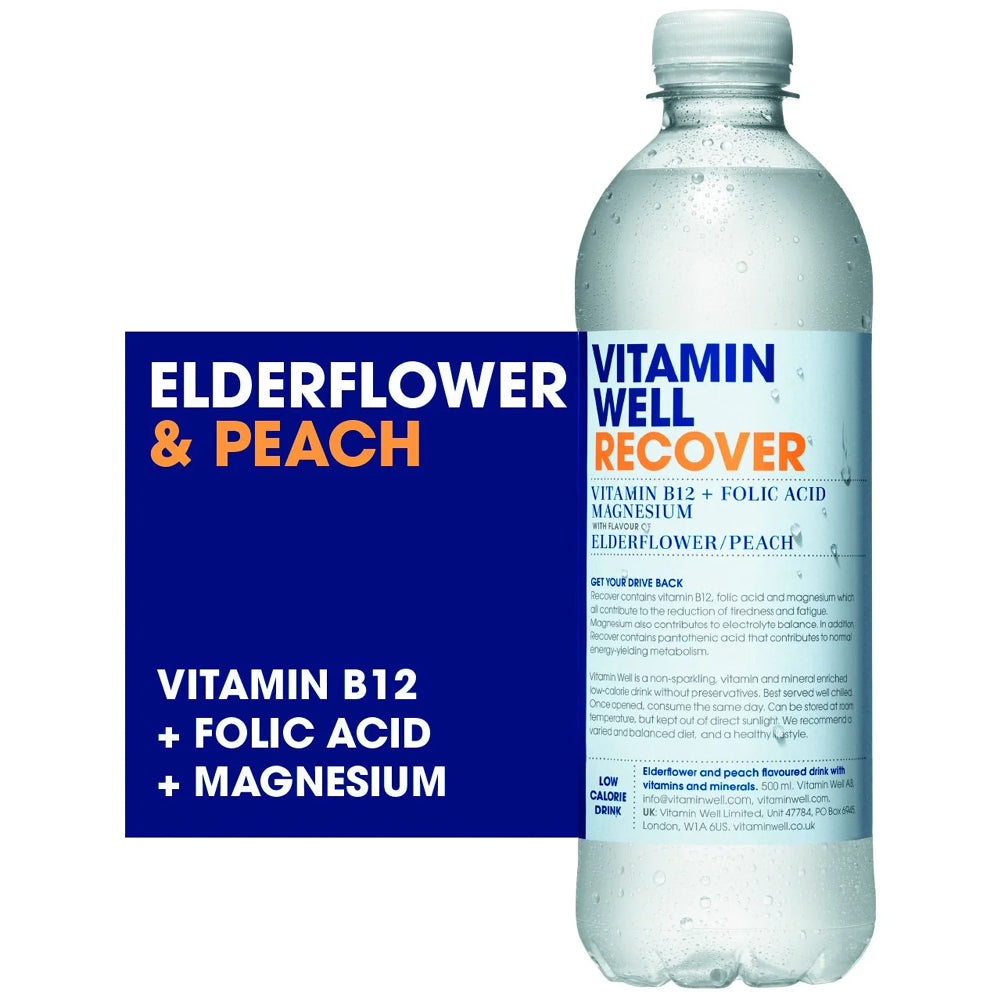 Vitamin Well Recover Elderflower & Peach 500ml (12 Bottles)
