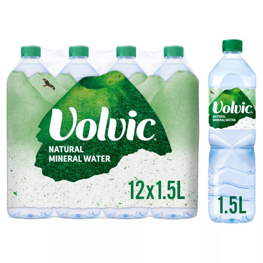 Volvic Natural Mineral Water 1.5L Bottles (Pack of 12)