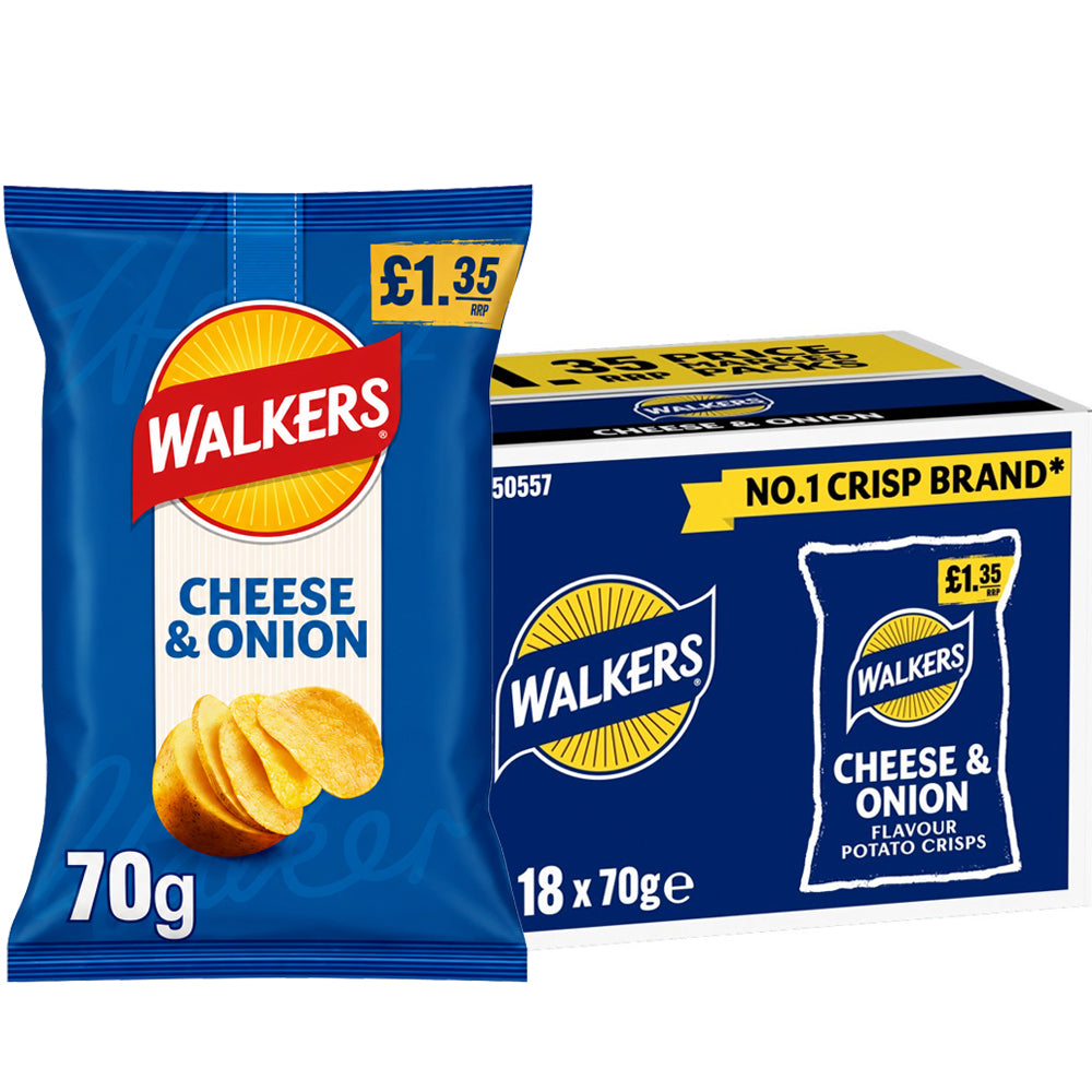 Walkers Cheese & Onion Sharing Crisps 70g PMP (Box of 18)