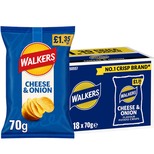 Walkers Cheese & Onion Sharing Crisps 70g PMP (Box of 18)