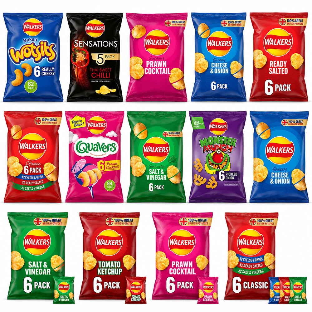 Walkers Crisps Variety Mixed Snack Bags – Random Flavours (6, 12 & 18 Bags)