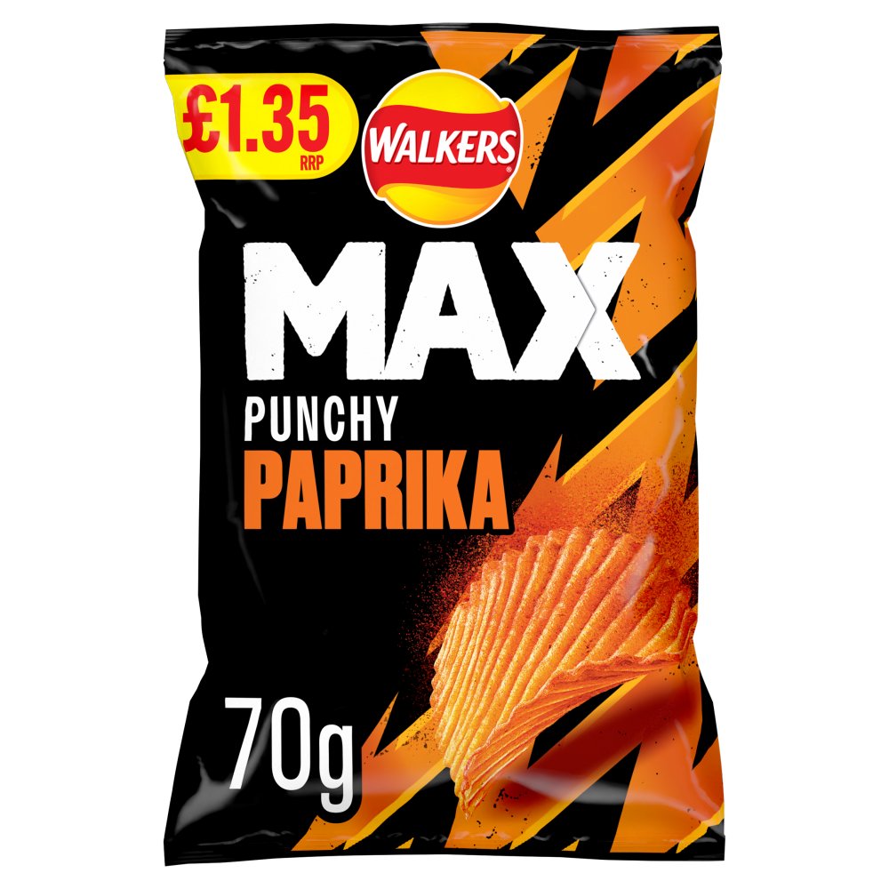 Walkers Max Punchy Paprika Sharing Crisps 70g PMP (Case of 15)