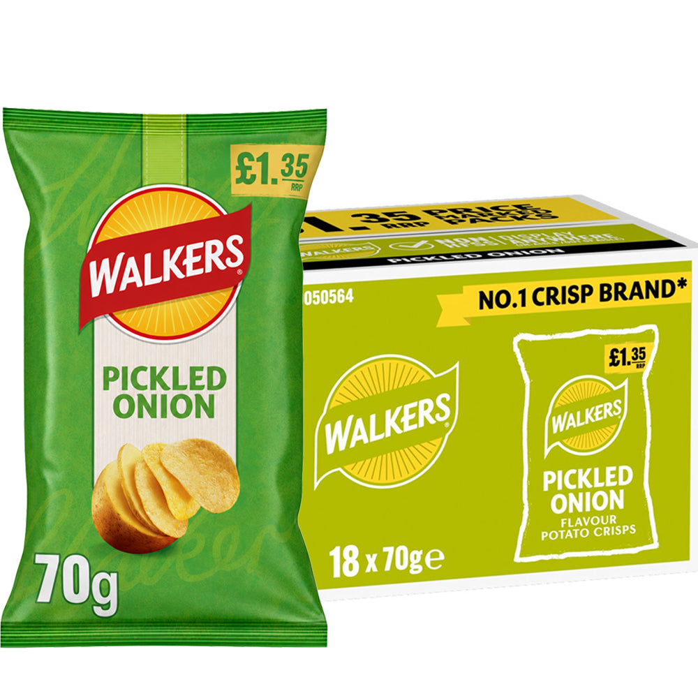 Walkers Pickled Onion Sharing Crisps 70g PMP (Box of 18)