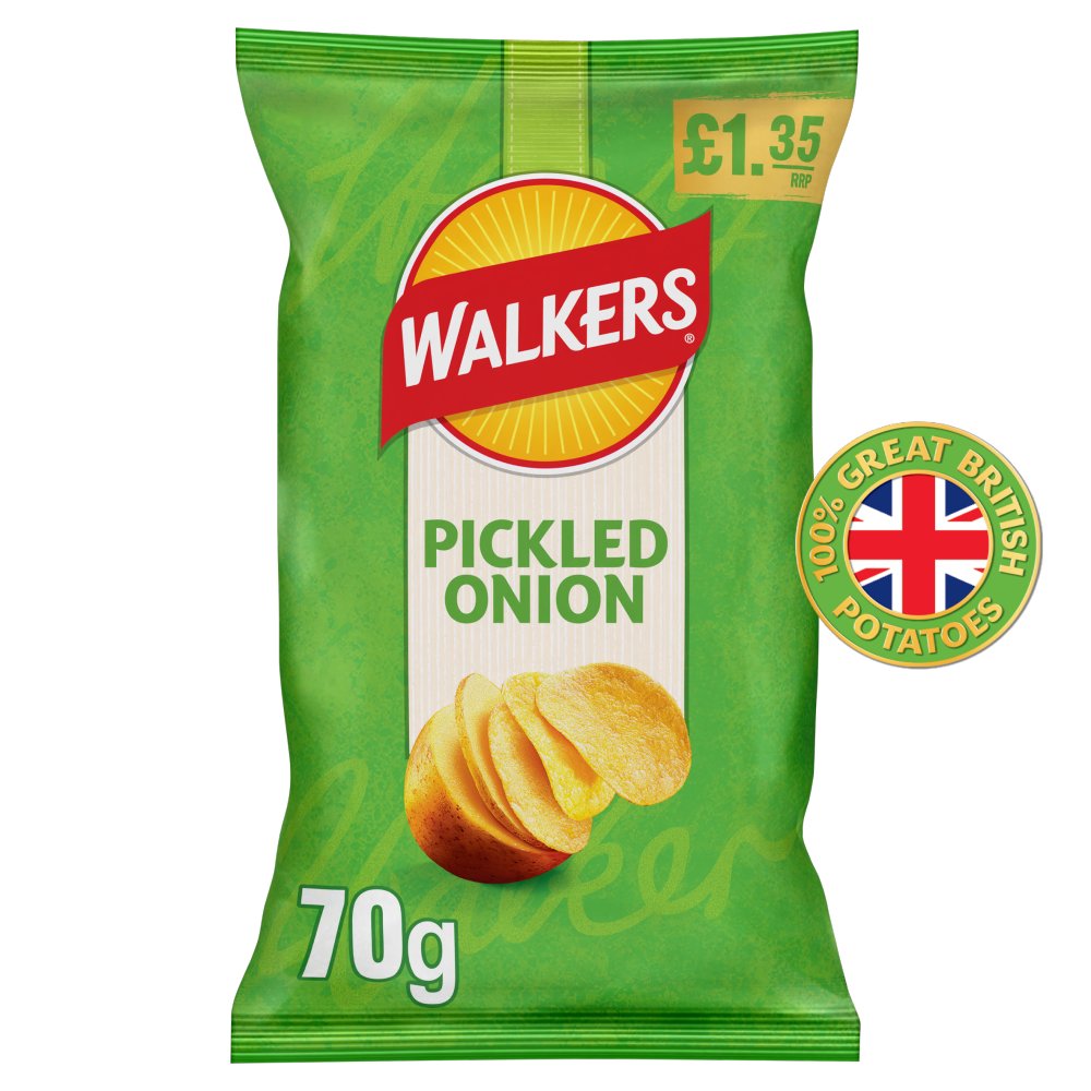 Walkers Pickled Onion Sharing Crisps 70g PMP (Box of 18)