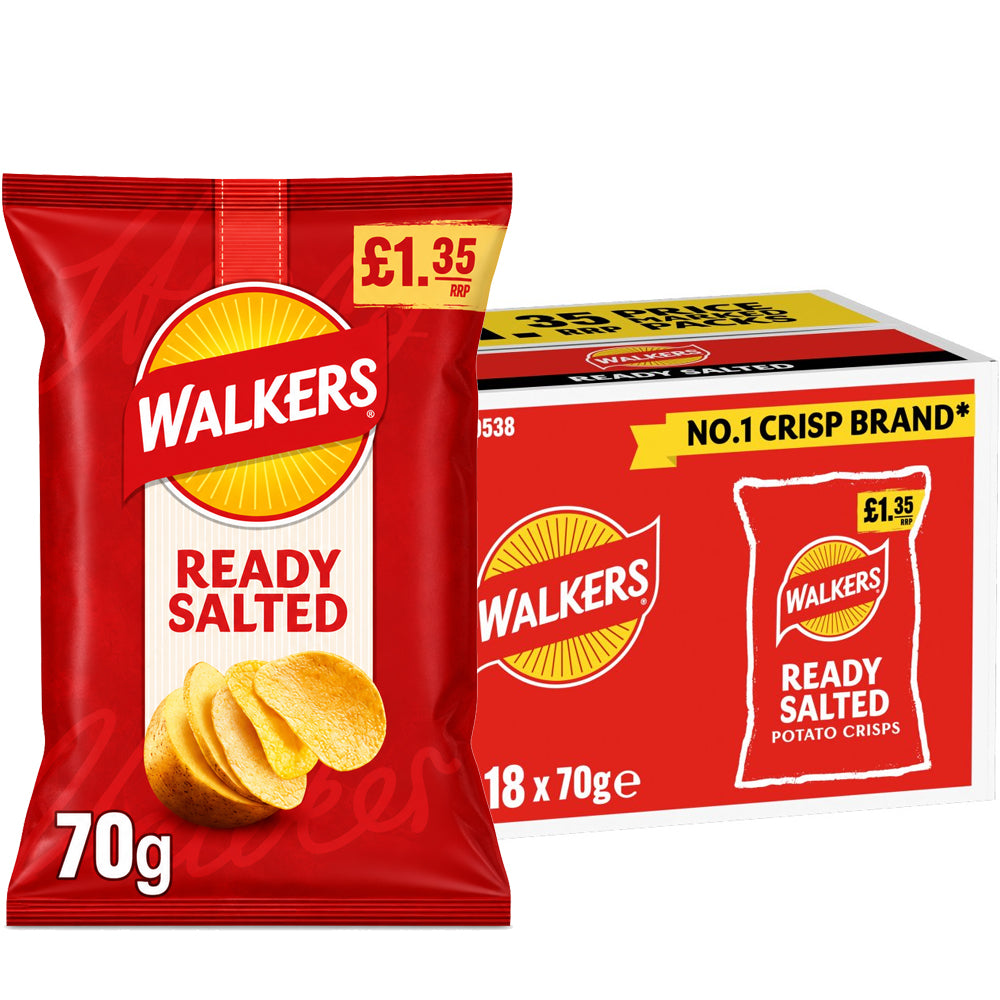 Walkers Ready Salted Sharing Crisps 70g PMP (Box of 18)