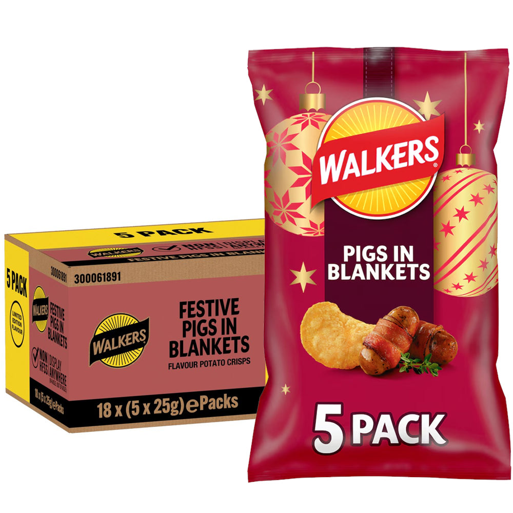 Walkers Limited Edition Pigs in Blankets Crisps 5 x 25g (9 & 18 Multipacks)