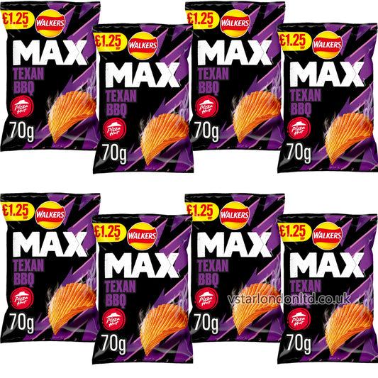 Walkers Max Pizza Hut Texan BBQ Crisps 70g (8 & 15 Bags)