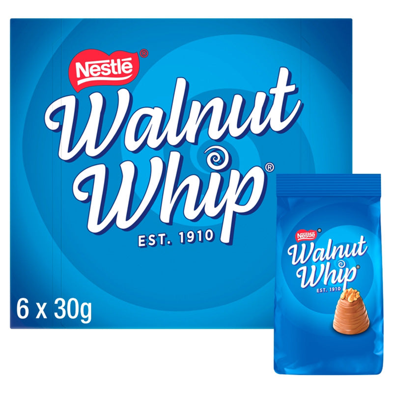 Walnut Whip Milk Chocolate 30g Multipack of 6 Chocolates -10 Boxes