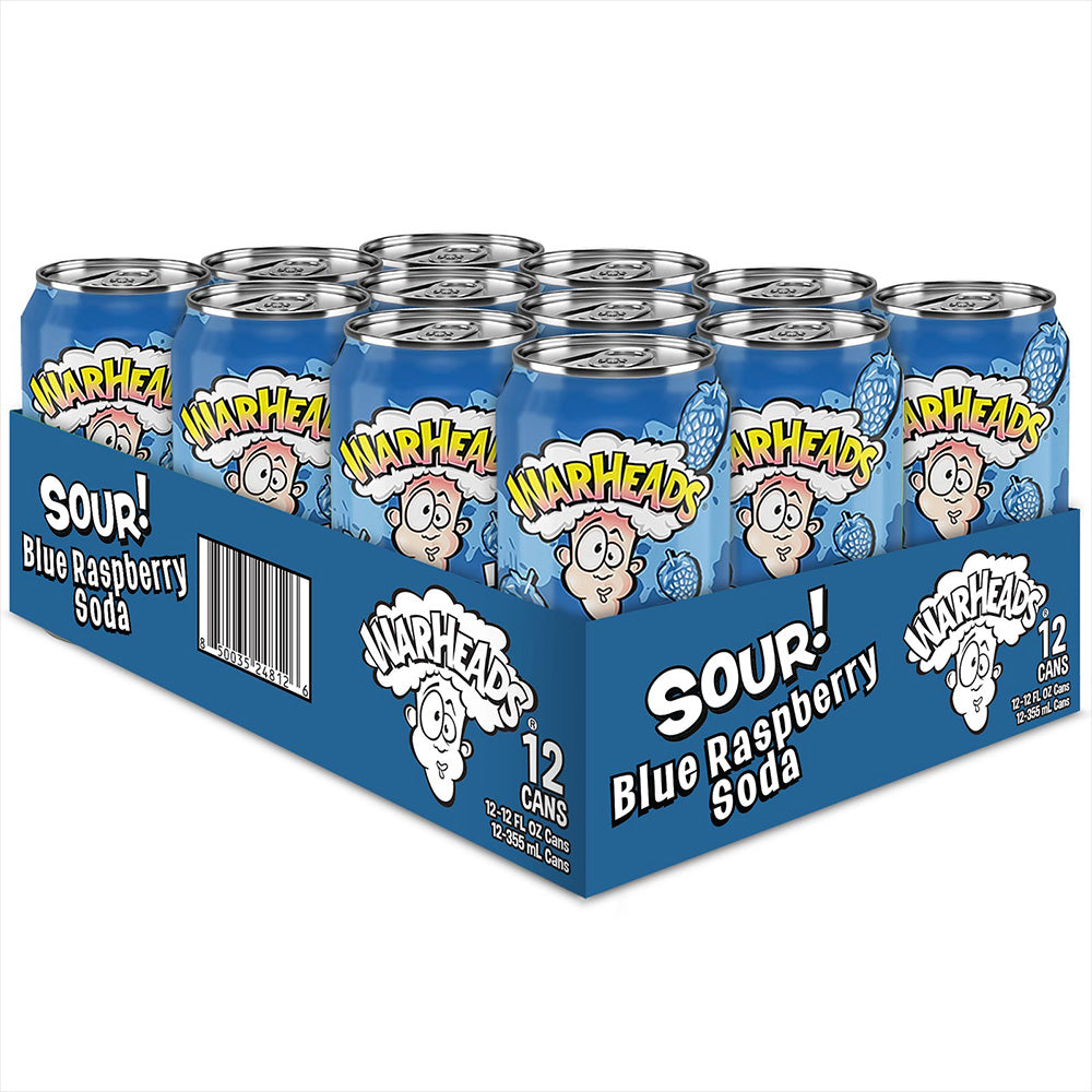 Warheads Sour Blue Raspberry Soda 12 x 355ml Cans