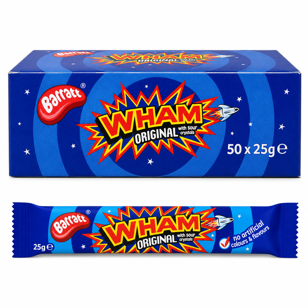 Wham Chew Raspberry Fizz Bars 50 x 25g Retro Chewy Sweets