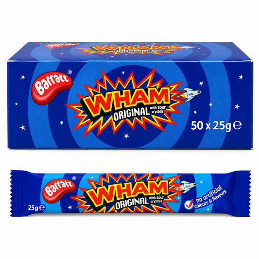 Wham Chew Raspberry Fizz Bars 50 x 25g Retro Chewy Sweets