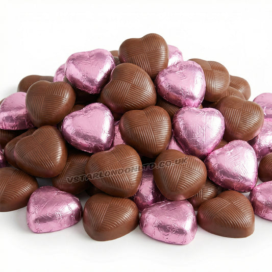 Whitakers Pink Foiled Milk Chocolate Hearts (1kg – 3kg)