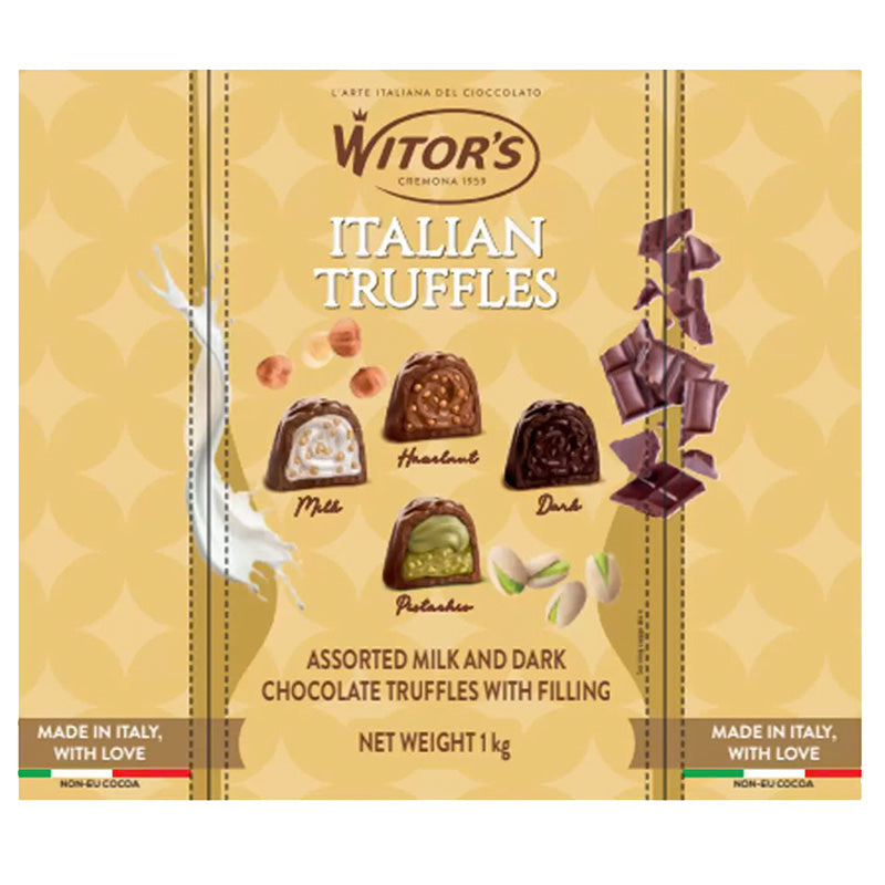 Witors Italian Assorted Chocolate Truffles 1kg Hazelnut Pistachio Milk and Dark Chocolate
