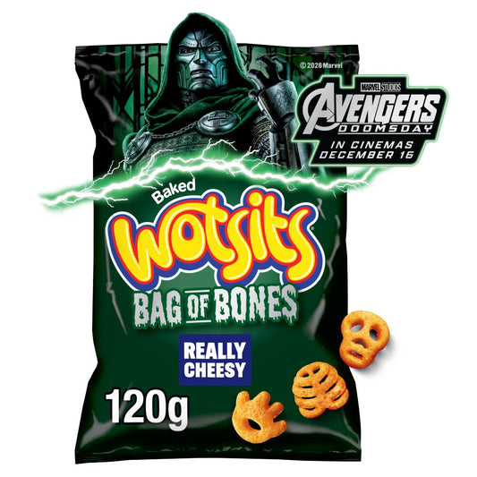 Wotsits Bag of Bones Cheese Corn Puffs Sharing Snacks 120g (Case of 9)