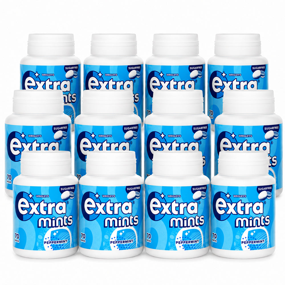 Wrigley's Extra Peppermint Sugar Free Mints 70 Pieces (6 & 12 Bottles)