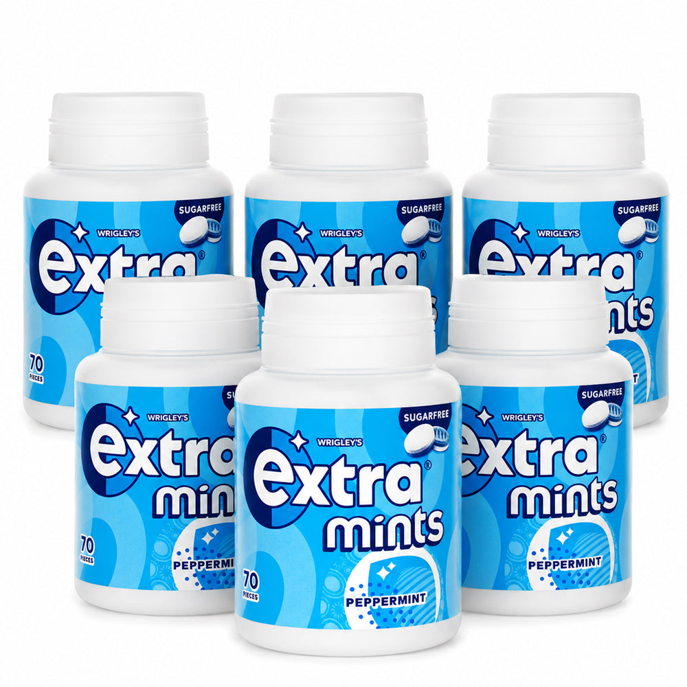 Wrigley's Extra Peppermint Sugar Free Mints 70 Pieces (6 & 12 Bottles)