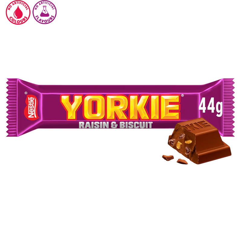 Yorkie Raisin and Biscuit Milk Chocolate Bar 44g (12 & 24 Bars)
