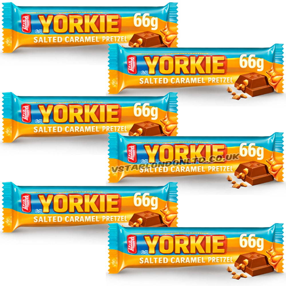 Yorkie Salted Caramel Pretzel Milk Chocolate DUO Bar 66g (12 & 24 Bars)