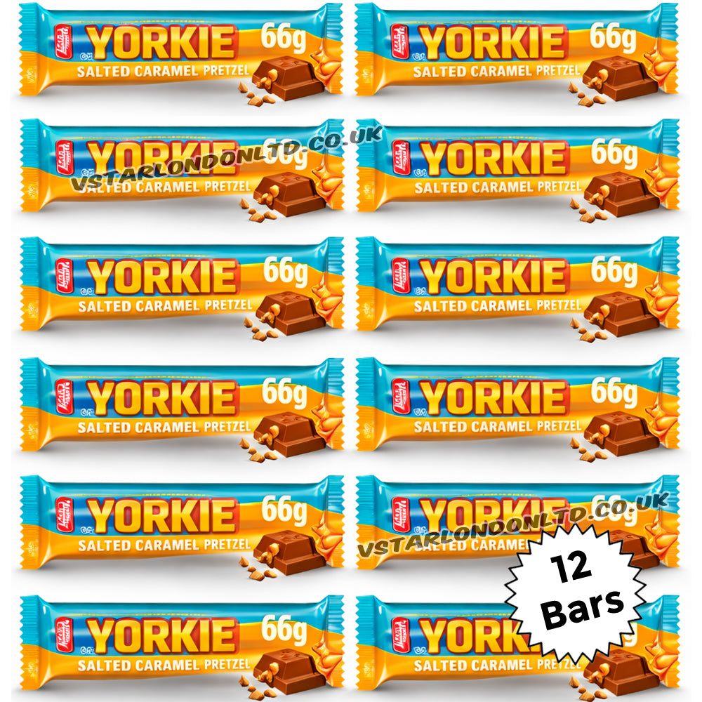 Yorkie Salted Caramel Pretzel Milk Chocolate DUO Bar 66g (12 & 24 Bars)