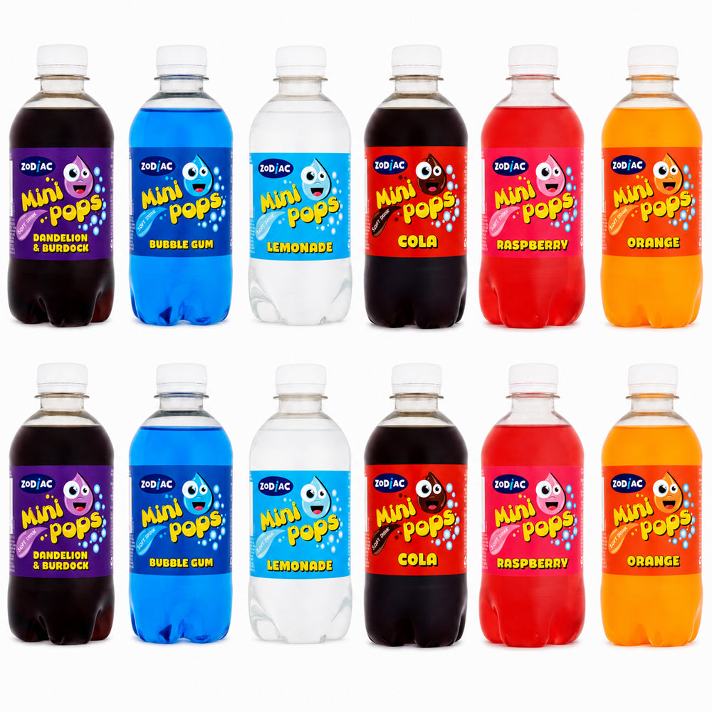 Zodiac Mini Pops Random Mixed Flavour Soft Drinks 12 x 330ml Bottles
