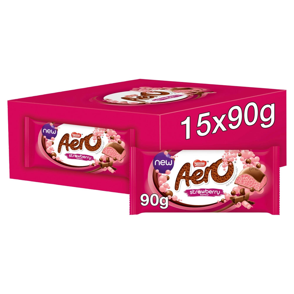 Aero Strawberry Chocolate Sharing Bar 90g (Box of 15)