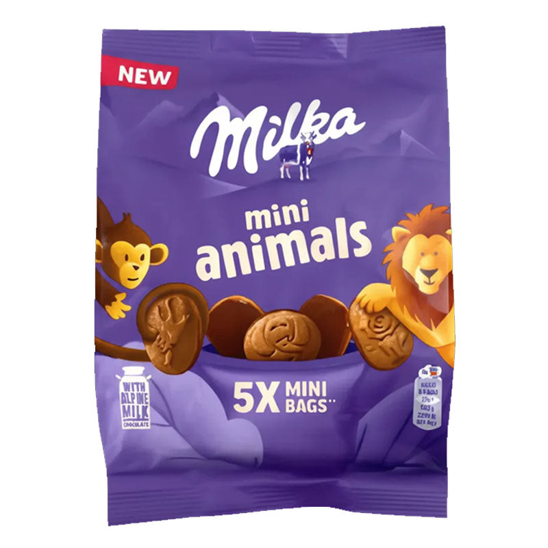 Milka Mini Animals Shaped Chocolate Biscuits 99.5g Pack Treats (Box of 8 Packs)