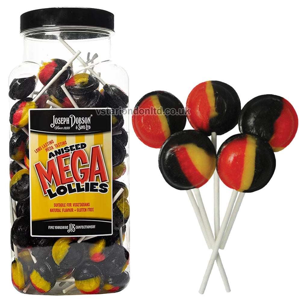 Joseph Dobson & Sons Mega Lollies Jar – Assorted Flavours & Sizes