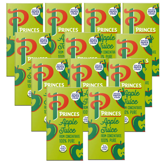 Princes Apple Juice 200ml 100% Pure From Concentrate Juice (12 & 24 Packs)