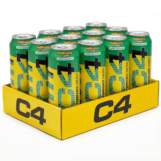 C4 Millions Apple Zero Sugar Energy Drink 500ml x 12 Cans