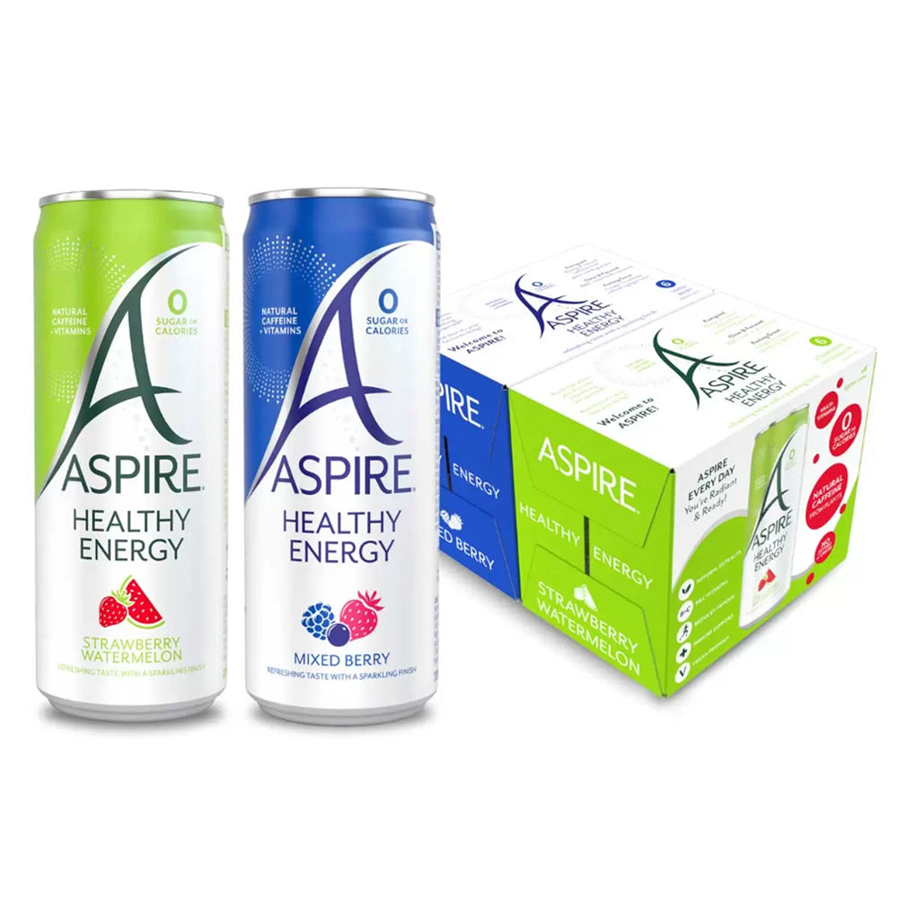 Aspire Strawberry & Watermelon & Mixed Berry Healthy Energy Drink 12 x 330ml