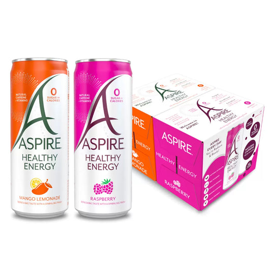 Aspire Mango Lemonade & Raspberry Healthy Energy Drink 12 x 330ml