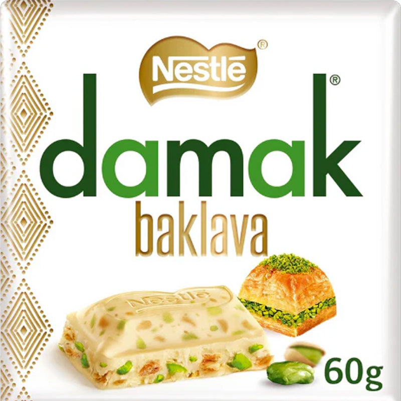 Nestle Damak Baklava Chocolate Bar 60g Pistachio Milk Chocolate Turkish Chocolate (Box of 6 packs)