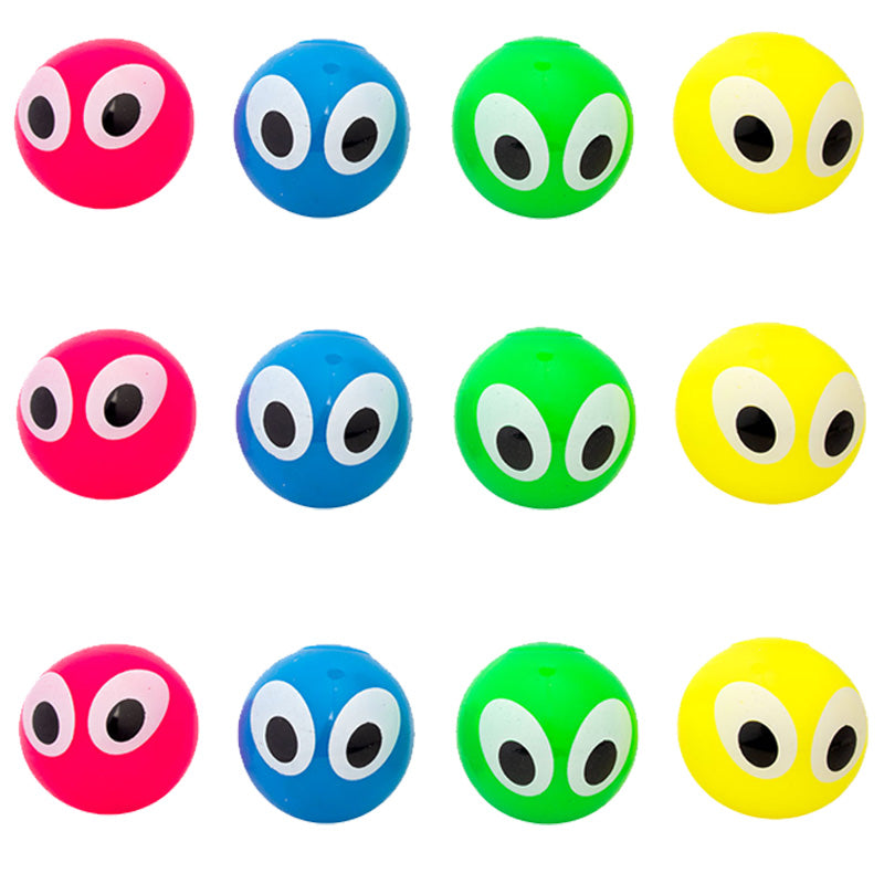 Wizz Toys Big-Eyed Light Up Bouncy Balls 12 Pack – Flashing LED (4 Colours)