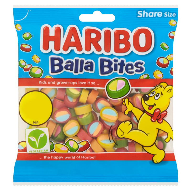 HARIBO Balla Bites Chewy Fruit Flavour Gums Sharing Bag 140g x 12 Packs
