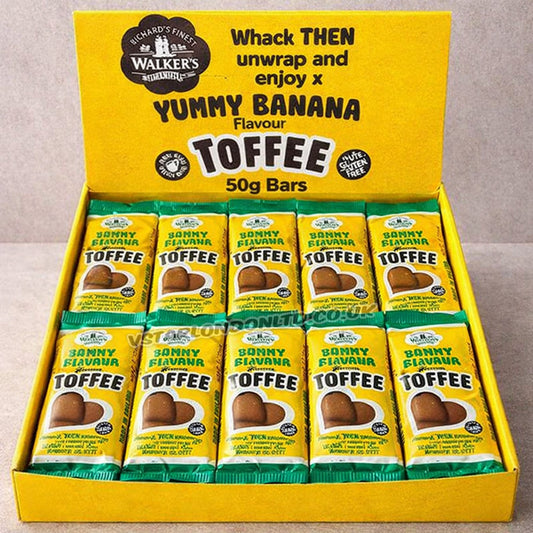 Walker's Nonsuch Yummy Banana Toffee Bars 50g Banana Flavour Toffee Bars (Box of 24 Packs)