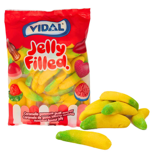 Vidal Jelly Filled Bananas 1kg Banana Shaped Jelly Sweets with Soft Centre