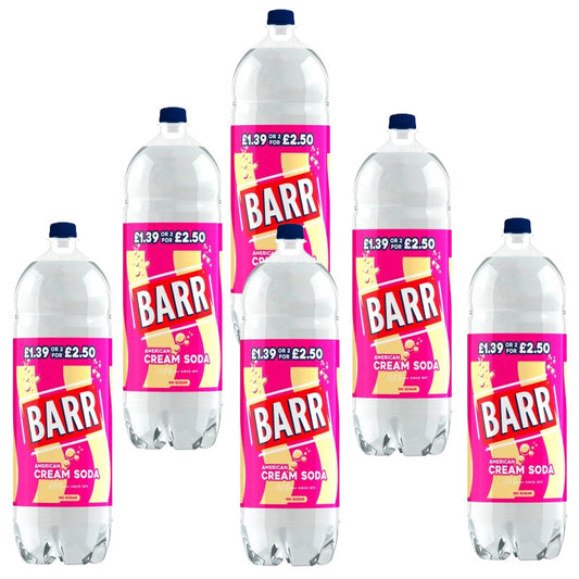 BARR Cream Soda Soft Drink Bottle 2L PMP Fizzy Drink (Box of 6 Bottles)