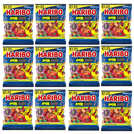 HARIBO Sour Bats 140g x 12 Packs – Sour Fruit Flavour Halloween Gums