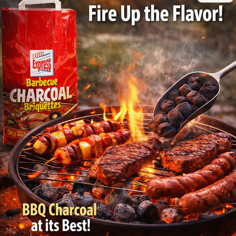 Fuel Express Barbecue Charcoal Briquettes Easy Lighting BBQ Charcoal Fuel Outdoor Cooking 5Kg
