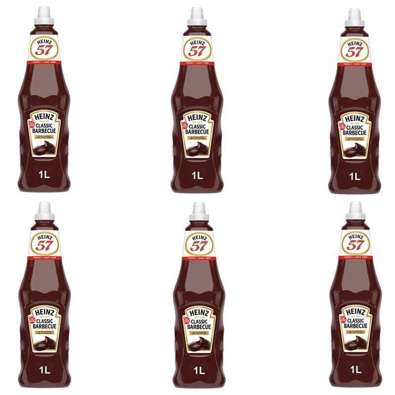 Heinz BBQ Sauce 1L x 6 Bottles Classic Barbecue Sauce Vegan