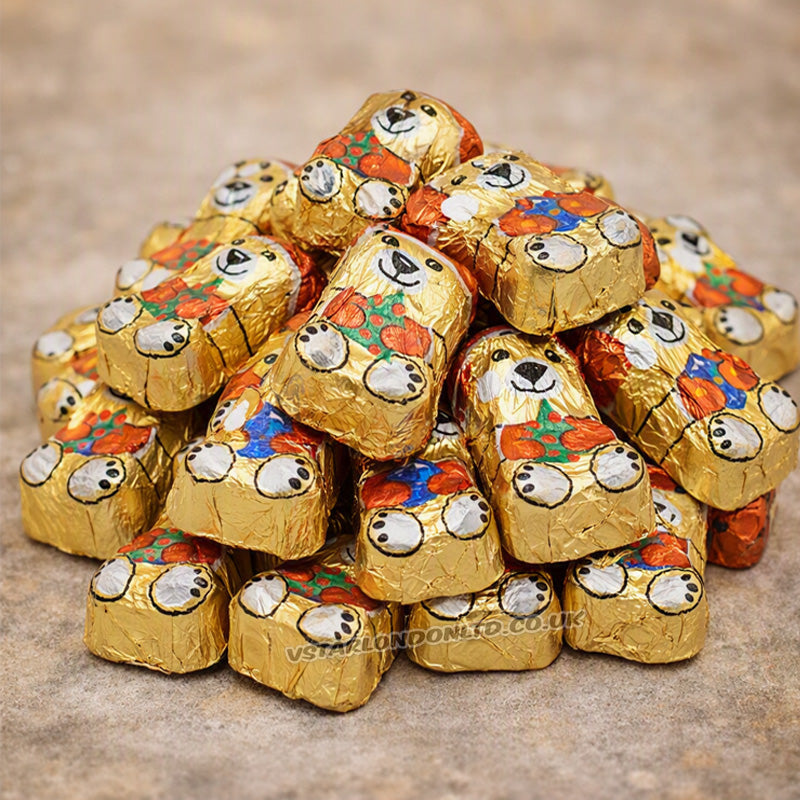 Milk Chocolate Creme Filled Gold Bears 1kg Foiled Chocolate Bears