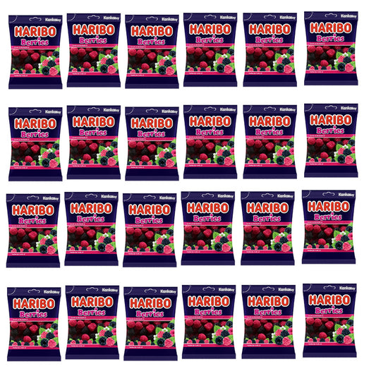 Haribo Halal Berries 80g Fruity Berry Flavour Jelly Sweets (Box of 12 or 24 packs)